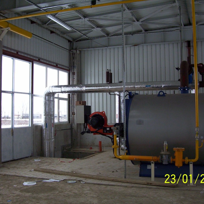 Cazan industrial cu arzător și instalație termică